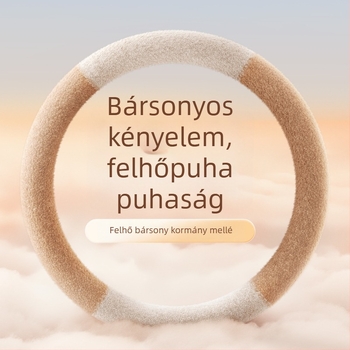 Kormánykerék borítás téli plüss – aranyos csíkos minta, cloud velvet anyag, univerzális illeszkedés