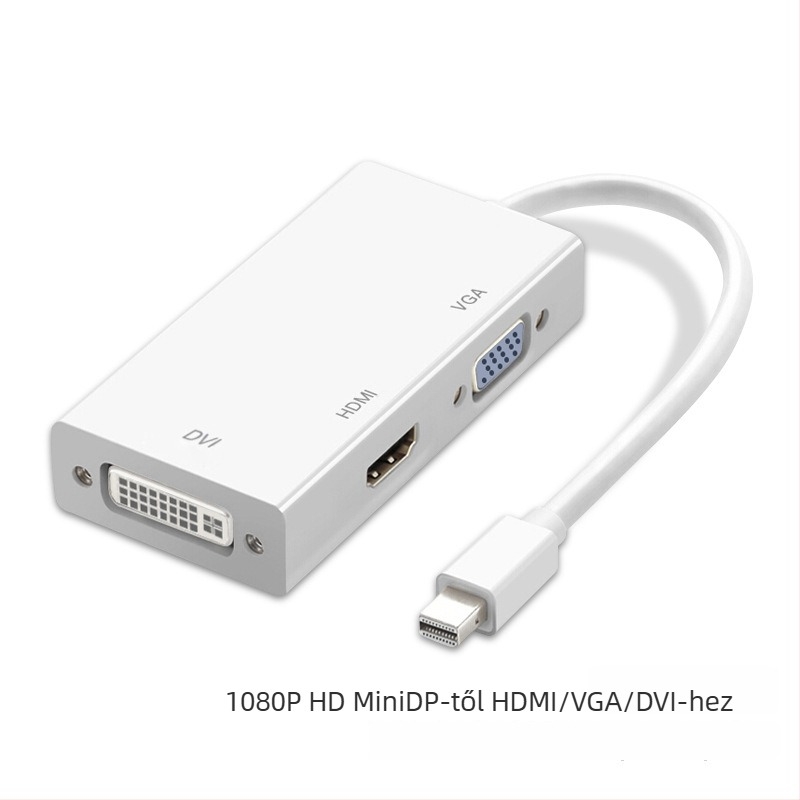 Mini DisplayPort HDMI, VGA és DVI 3-in-1 adapterkábel, 0,2 m, rézmaggal