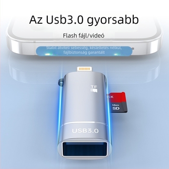 Type-C OTG kettős funkciós adapter USB flash meghajtóval és microSD olvasóval Apple készülékekhez