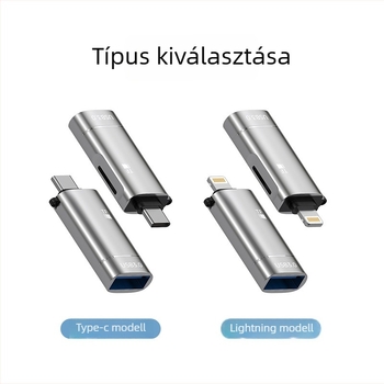Type-C OTG kettős funkciós adapter USB flash meghajtóval és microSD olvasóval Apple készülékekhez