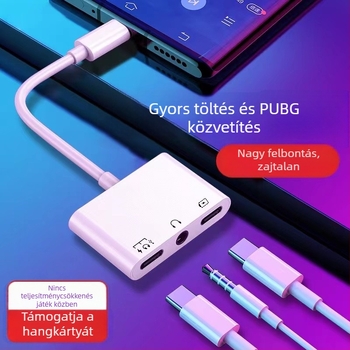 Duál Type-C 3-in-1 adapter 3,5 mm audio kimenettel és PD60W gyors töltéssel HWY-133