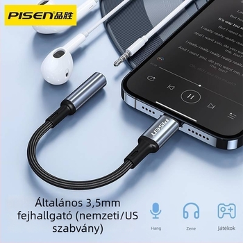 Pisen Type-C–ról 3,5 mm-es audio adapter kábel, USB-C fejhallgató konverter Type-C eszközökhöz