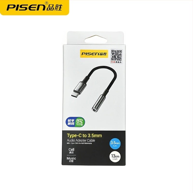 Pisen Type-C–ról 3,5 mm-es audio adapter kábel, USB-C fejhallgató konverter Type-C eszközökhöz