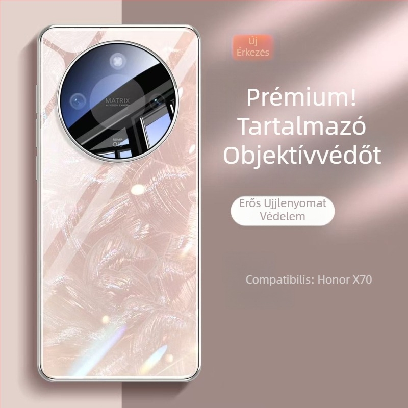 Honor X70 telefon tok - teljes körű ütésvédelmet nyújtó, edzett üveg, Aurora minta