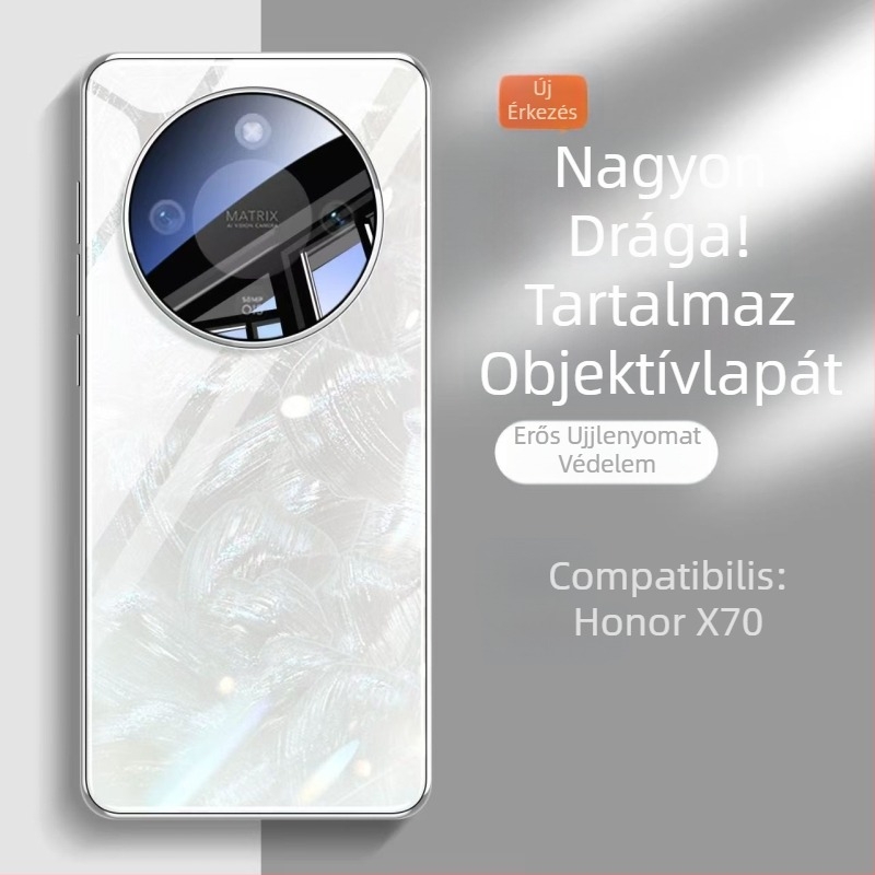 Honor X70 telefon tok - teljes körű ütésvédelmet nyújtó, edzett üveg, Aurora minta