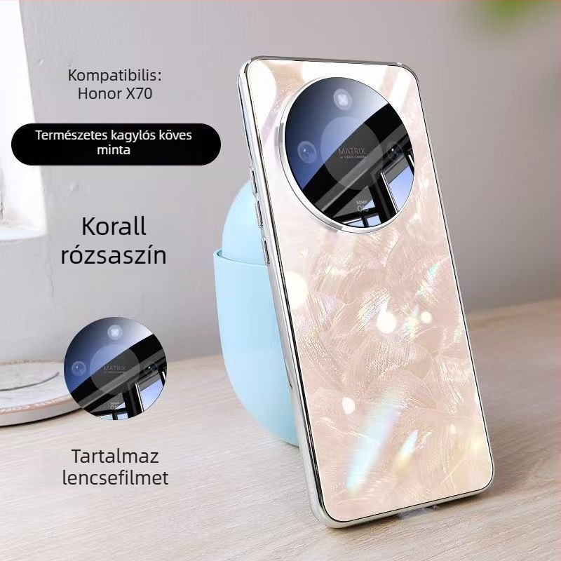 Honor X70 telefon tok - teljes körű ütésvédelmet nyújtó, edzett üveg, Aurora minta