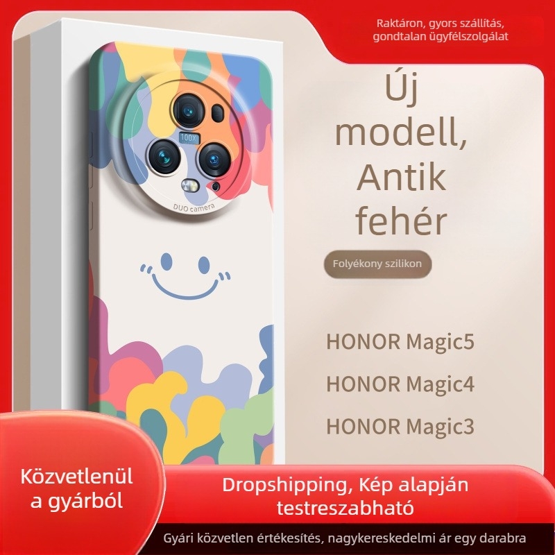 Új mosolygós dizájnú prémium minimalist telefonvédő Honor Magic5 4Pro-hoz, teljes védelem, ütésálló, kreatív