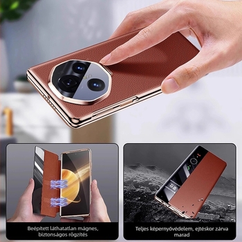 Honor Magic V3 bőrtok lencsetartóval, védő a hajtogatható kijelzőhöz, ütésálló