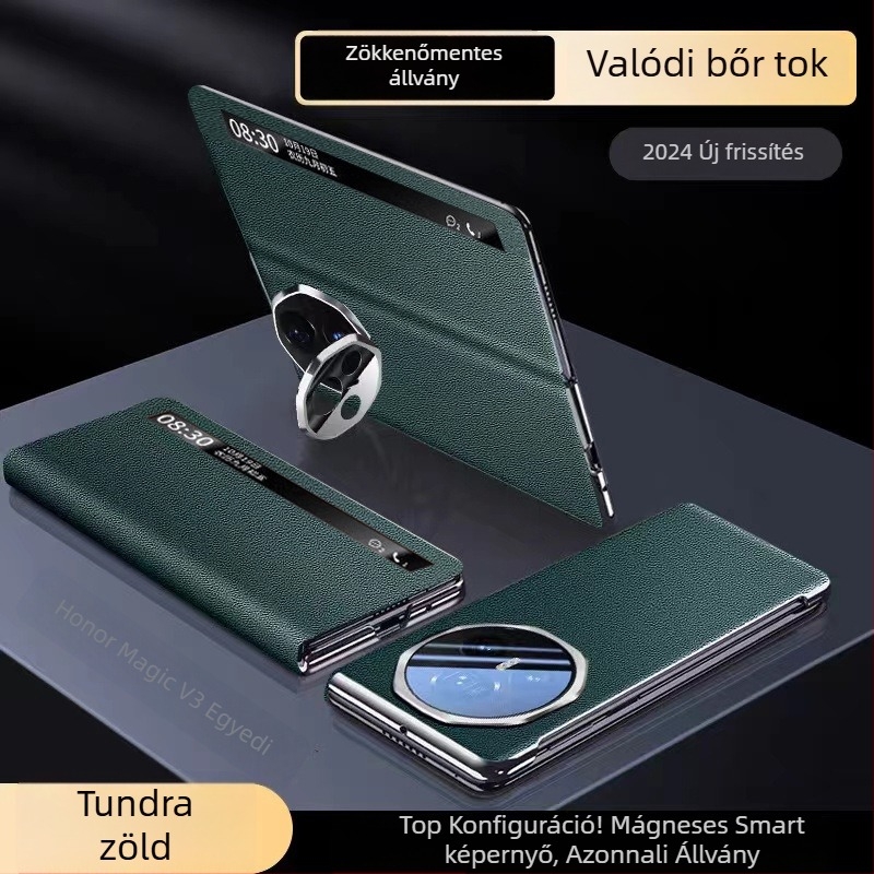 Honor Magic V3 bőrtok lencsetartóval, védő a hajtogatható kijelzőhöz, ütésálló