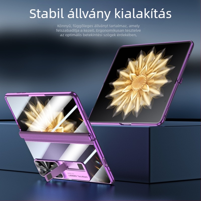 Honor MagicV2 átlátszó elektroplatinált védőtok, teljes lefedettség, középső tengelyes zsanérvédelmi megoldással