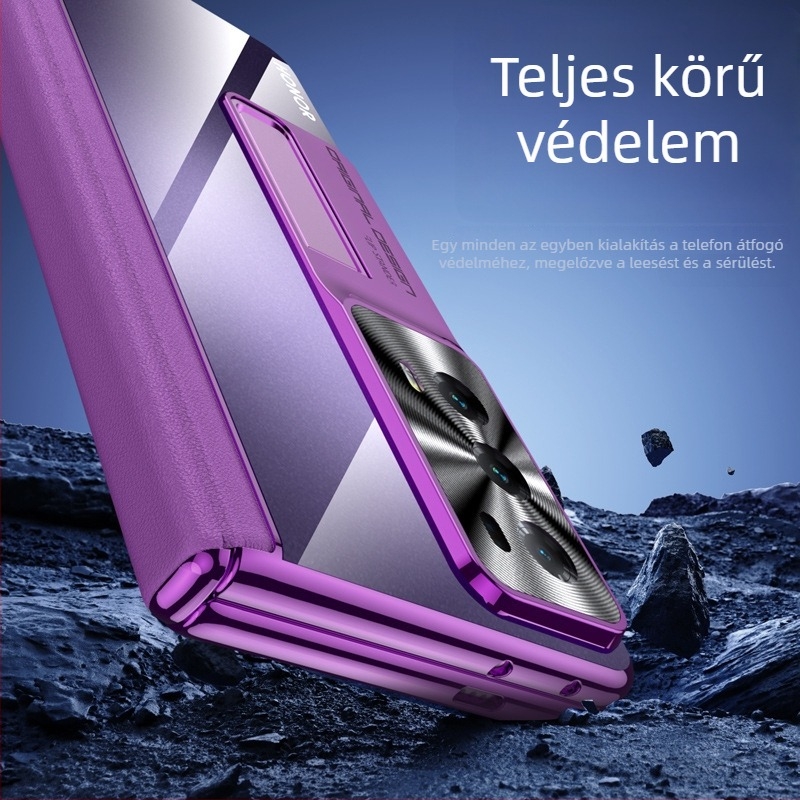 Honor MagicV2 átlátszó elektroplatinált védőtok, teljes lefedettség, középső tengelyes zsanérvédelmi megoldással