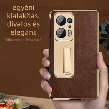 OPPO Find N2 valódi bőr védőtok kameraobjektív védelemmel, beépített állvánnyal és esésállósággal