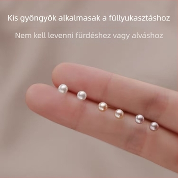 S999 Sterling ezüst geometriai retro stílusú édesvízi igazgyöngy fülbevalók nőknek, kicsik, egyszerűek, elegánsak