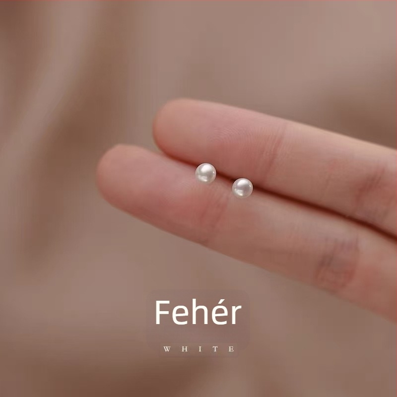 S999 Sterling ezüst geometriai retro stílusú édesvízi igazgyöngy fülbevalók nőknek, kicsik, egyszerűek, elegánsak