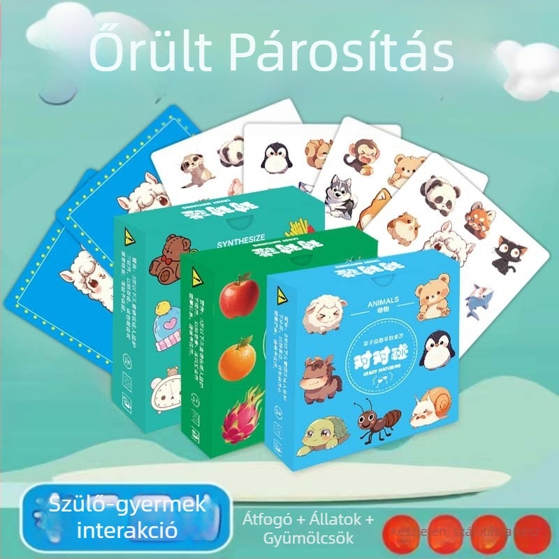 Gyermekeknek szóló társasjáték-kártyák: oktató memóriát és gondolkodást fejlesztő kártyák, szülő-gyermek interaktív játék, koncentráció fejlesztése (Anyag: Jam; Kategória: társasjáték-kártyák; Korosztály: 7–14; Képességfejlesztés: érzelmi, látási, szellemi