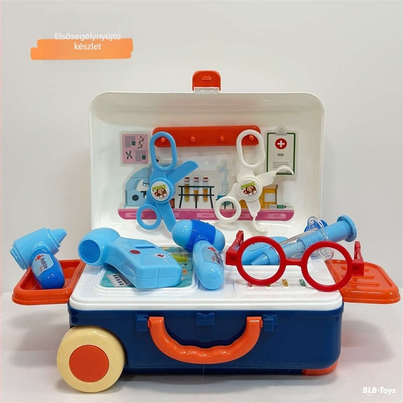 Szimulált konyhai játék készlet edényekkel, doktor és sminkmester szerepekkel, kis kézműves; műanyag fejlesztő játék 4–6 éveseknek