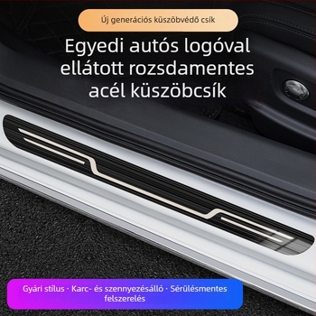 Rozsdamentes acélból készült univerzális autóajtó küszöbvédő – ütés elleni, csúszásmentes védelem, üdvözlő pedál
