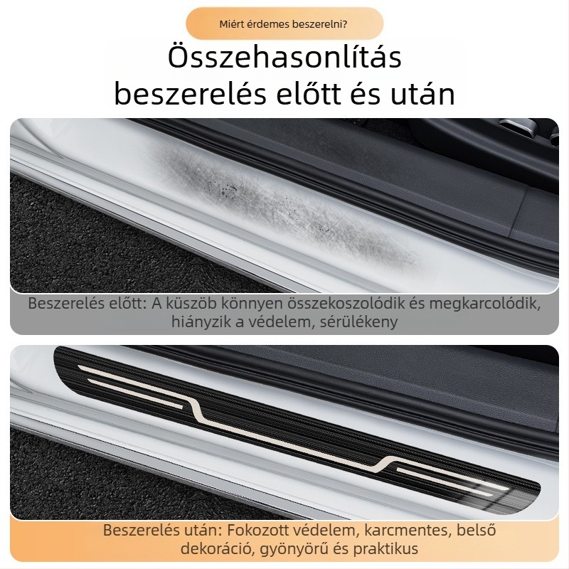 Rozsdamentes acélból készült univerzális autóajtó küszöbvédő – ütés elleni, csúszásmentes védelem, üdvözlő pedál