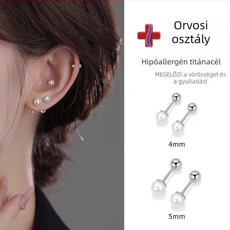 Titánacél fülbevalók elektropolírozott felülettel, nőknek – minimalist stílus