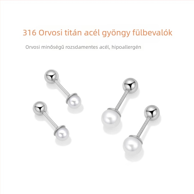 Titánacél fülbevalók elektropolírozott felülettel, nőknek – minimalist stílus