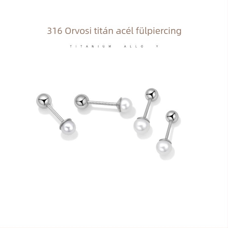 Titánacél fülbevalók elektropolírozott felülettel, nőknek – minimalist stílus