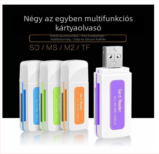All-in-One USB kártyaolvasó USB 2.0-s, külső telepítés, támogatja CF/SD/TF/MicroSD/MMC