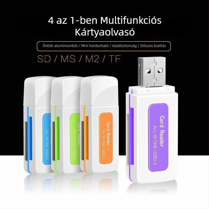 All-in-One USB kártyaolvasó USB 2.0-s, külső telepítés, támogatja CF/SD/TF/MicroSD/MMC
