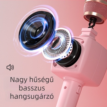 Vezeték nélküli Bluetooth gyerekeknek készült mikrofon rajzfilmszerű dizájnnal és beépített hangszóróval — karaoke játék, ABS anyag, 7–14 éveseknek