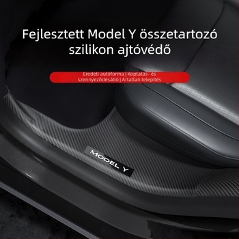 Tesla Model Y első és hátsó ajtó küszöbök, műanyag, csúszásmentes védelem