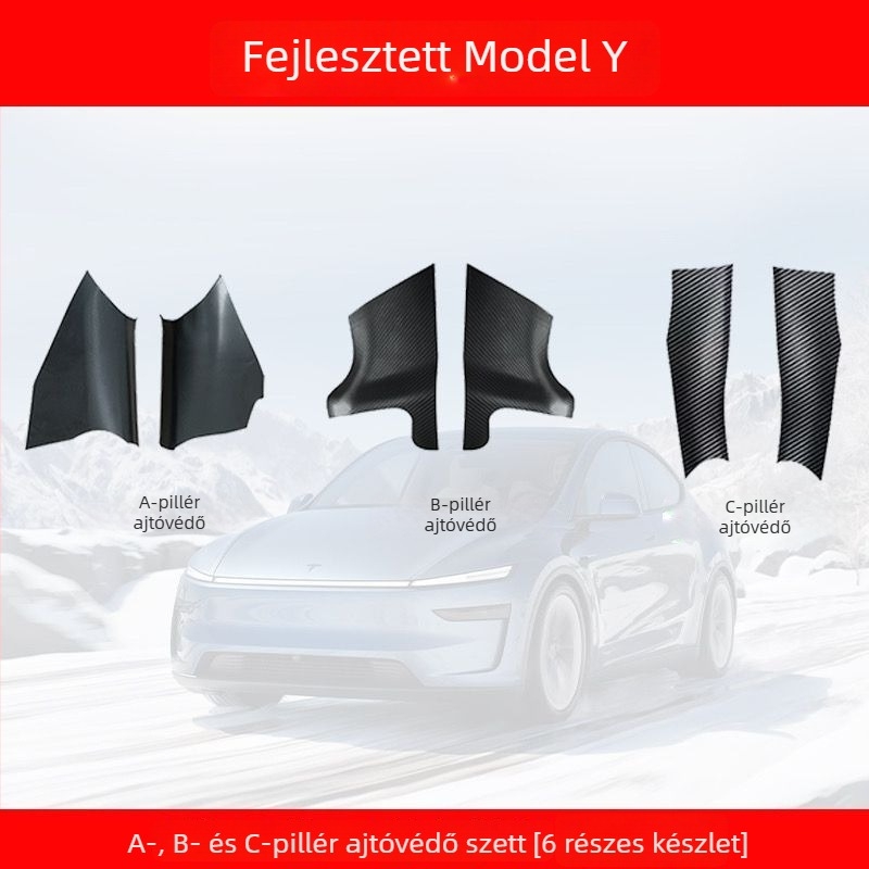 Tesla Model Y első és hátsó ajtó küszöbök, műanyag, csúszásmentes védelem