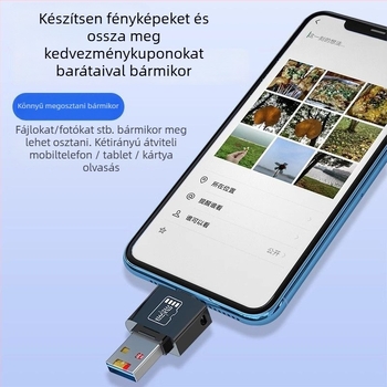 TF kártyaolvasó USB 3.1, Type-C és USB, 2-in-1, fém ház