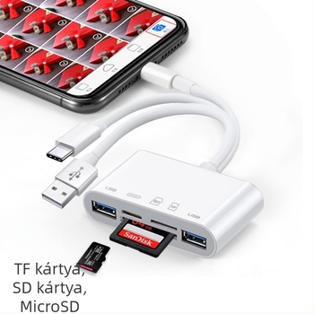 Három az egyben USB 2.0 kártyaolvasó dokkoló Apple készülékekhez
