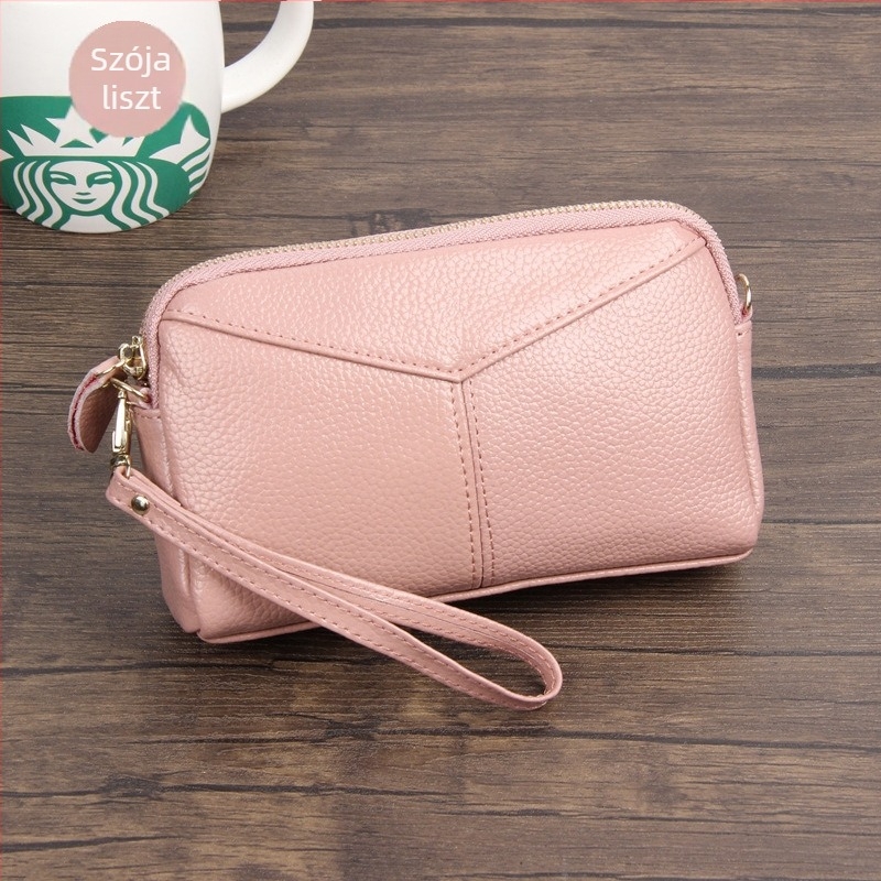 Női bőr clutch táska, városi minimalista stílus, egyszínű, egy hajtással, poliészter bélés