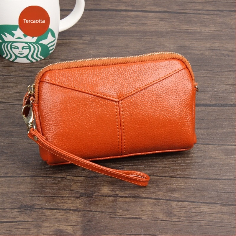 Női bőr clutch táska, városi minimalista stílus, egyszínű, egy hajtással, poliészter bélés