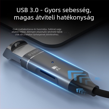 Type-C TF memóriakártyaolvasó OTG adapter USB 3.0, külső kivitel, alumínium ötvözet test
