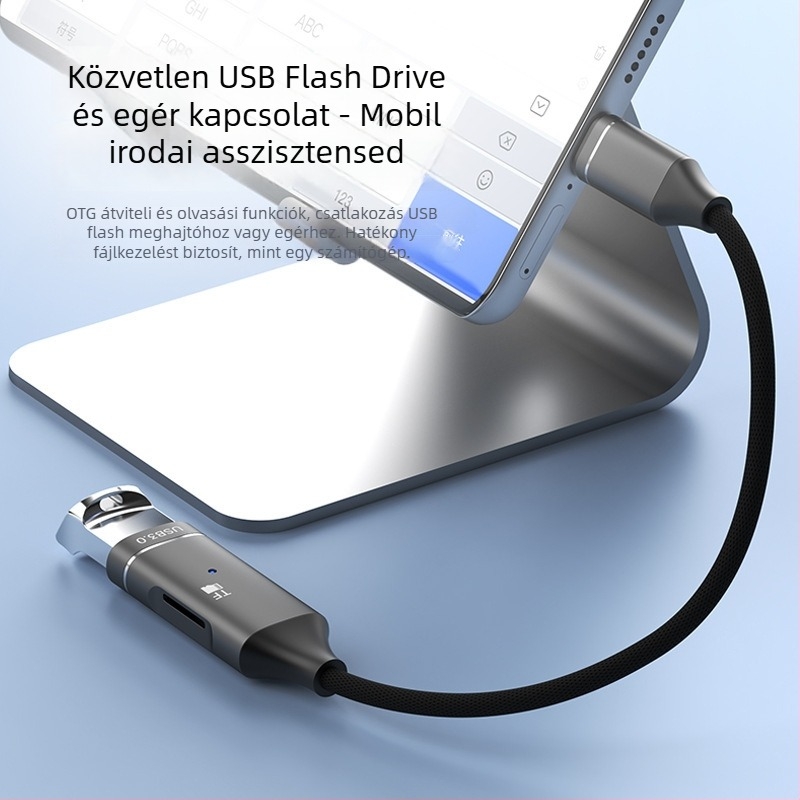 Type-C TF memóriakártyaolvasó OTG adapter USB 3.0, külső kivitel, alumínium ötvözet test