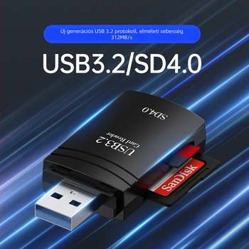 USB4.0 kártyaolvasó - SD/SDHC/TF, 2-in-1 SD és TF, D6 modell, ABS ház