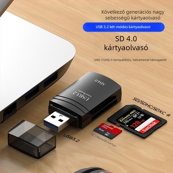 USB4.0 kártyaolvasó - SD/SDHC/TF, 2-in-1 SD és TF, D6 modell, ABS ház
