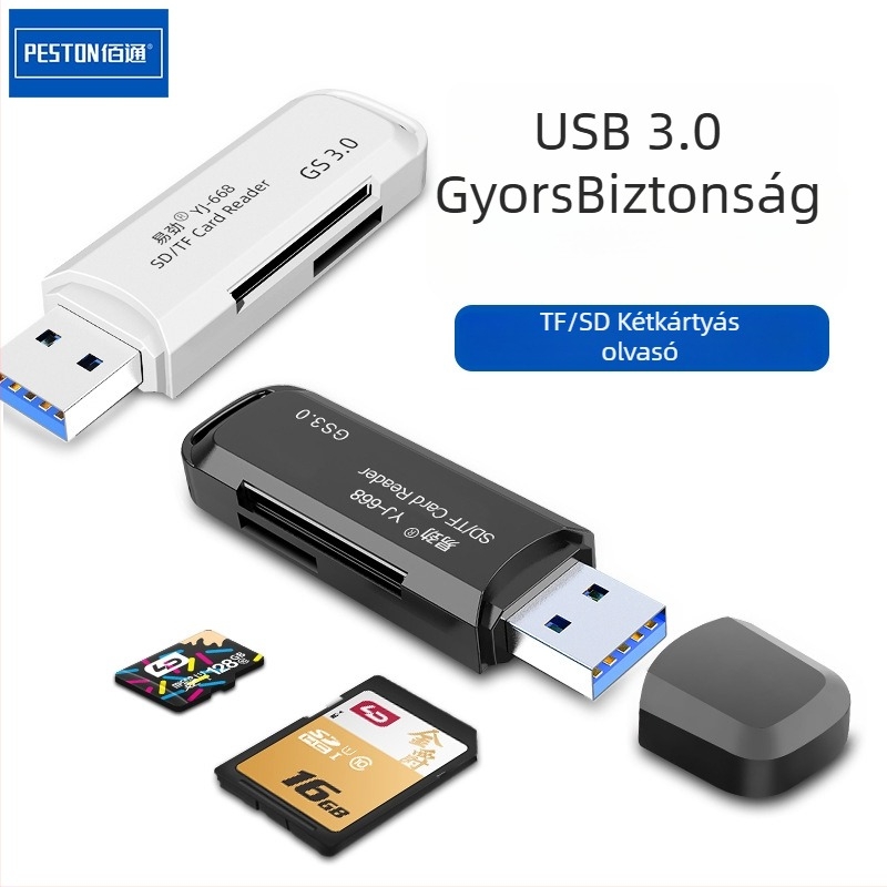 USB 3.0 Kártyaolvasó TF/SDXC – 2 az 1-ben DSLR-hez és digitális fényképezőgéphez