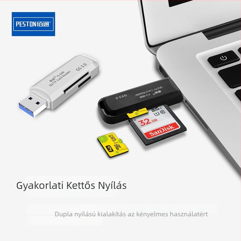 USB 3.0 Kártyaolvasó TF/SDXC – 2 az 1-ben DSLR-hez és digitális fényképezőgéphez