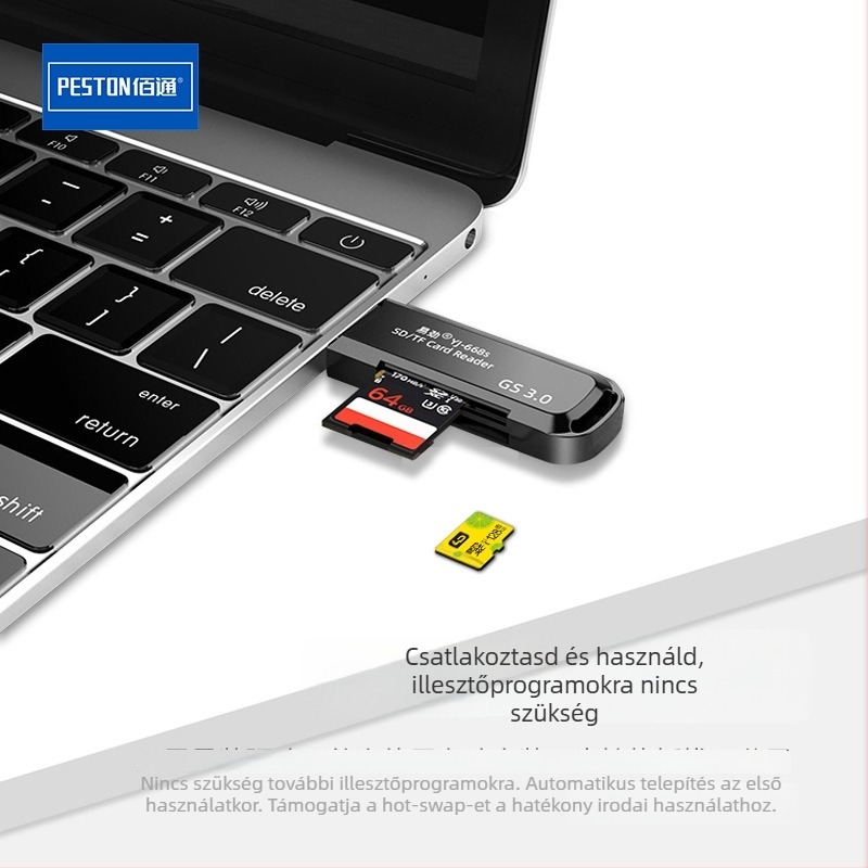 USB 3.0 Kártyaolvasó TF/SDXC – 2 az 1-ben DSLR-hez és digitális fényképezőgéphez