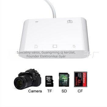 FD-W08 USB 2.0 Többfunkciós kameraadapter SD/CF/TF kártyaolvasóval, ABS