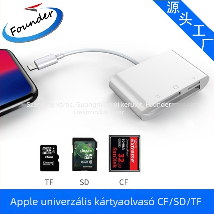 FD-W08 USB 2.0 Többfunkciós kameraadapter SD/CF/TF kártyaolvasóval, ABS