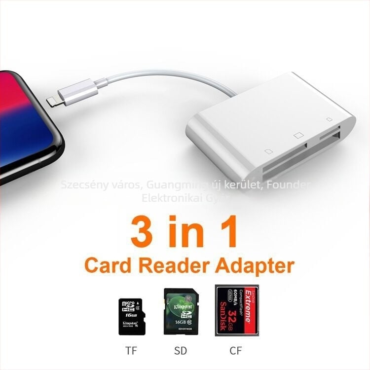 FD-W08 USB 2.0 Többfunkciós kameraadapter SD/CF/TF kártyaolvasóval, ABS