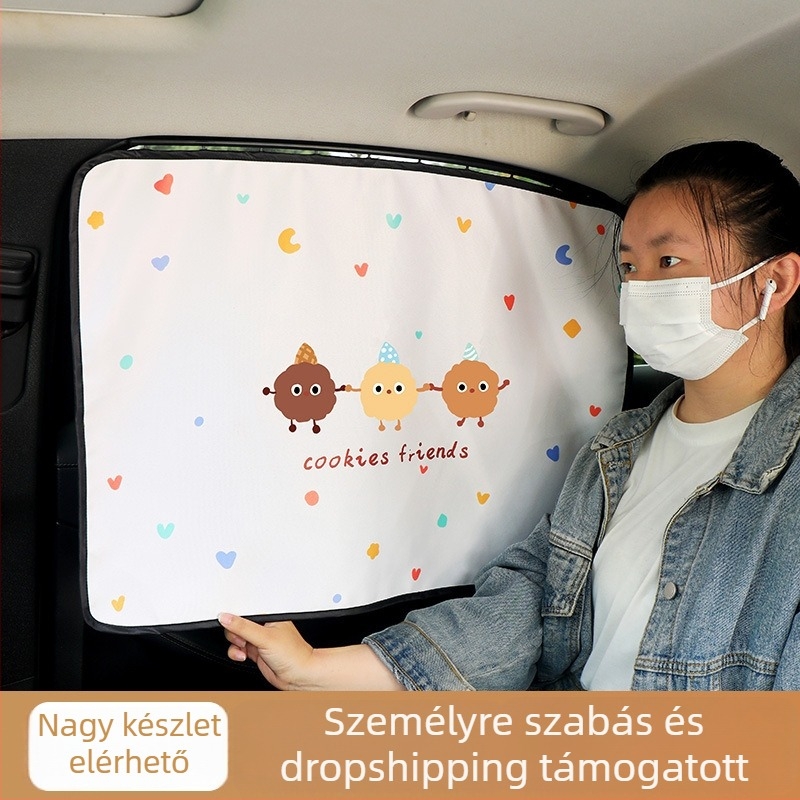 Mágneses árnyékoló babakocsi oldalsó ablaka számára, poliészter, testre szabható, univerzális illeszkedés, lógó típus