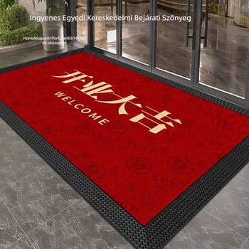 Bejárati ajtó szőnyeg – poliészter rostból, digitális nyomtatás, téglalap alakú, minta rács és betűk, mosható; alkalmas nappalira és hálószobára; modern kínai stílus.