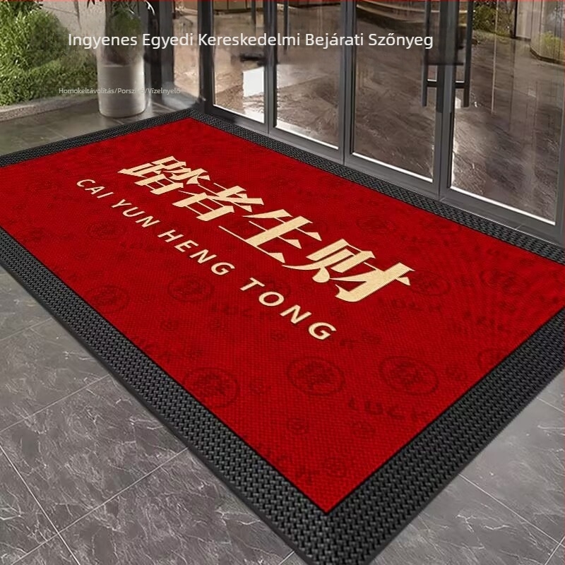 Bejárati ajtó szőnyeg – poliészter rostból, digitális nyomtatás, téglalap alakú, minta rács és betűk, mosható; alkalmas nappalira és hálószobára; modern kínai stílus.
