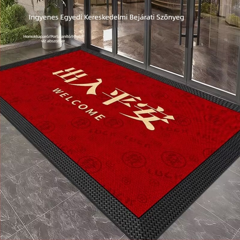 Bejárati ajtó szőnyeg – poliészter rostból, digitális nyomtatás, téglalap alakú, minta rács és betűk, mosható; alkalmas nappalira és hálószobára; modern kínai stílus.