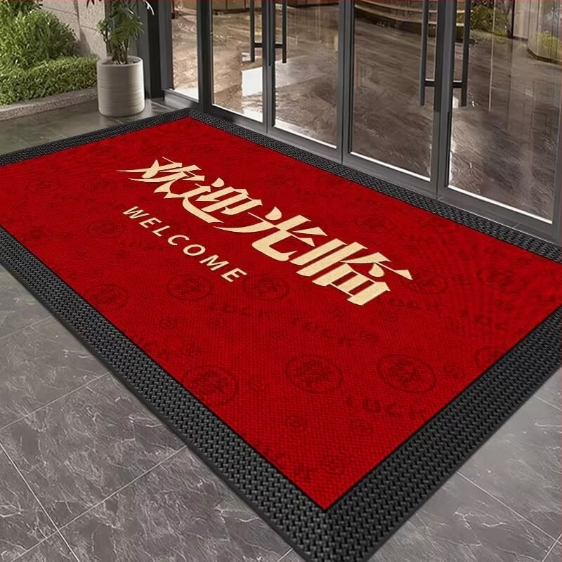 Bejárati ajtó szőnyeg – poliészter rostból, digitális nyomtatás, téglalap alakú, minta rács és betűk, mosható; alkalmas nappalira és hálószobára; modern kínai stílus.