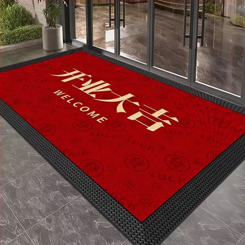 Bejárati ajtó szőnyeg – poliészter rostból, digitális nyomtatás, téglalap alakú, minta rács és betűk, mosható; alkalmas nappalira és hálószobára; modern kínai stílus.